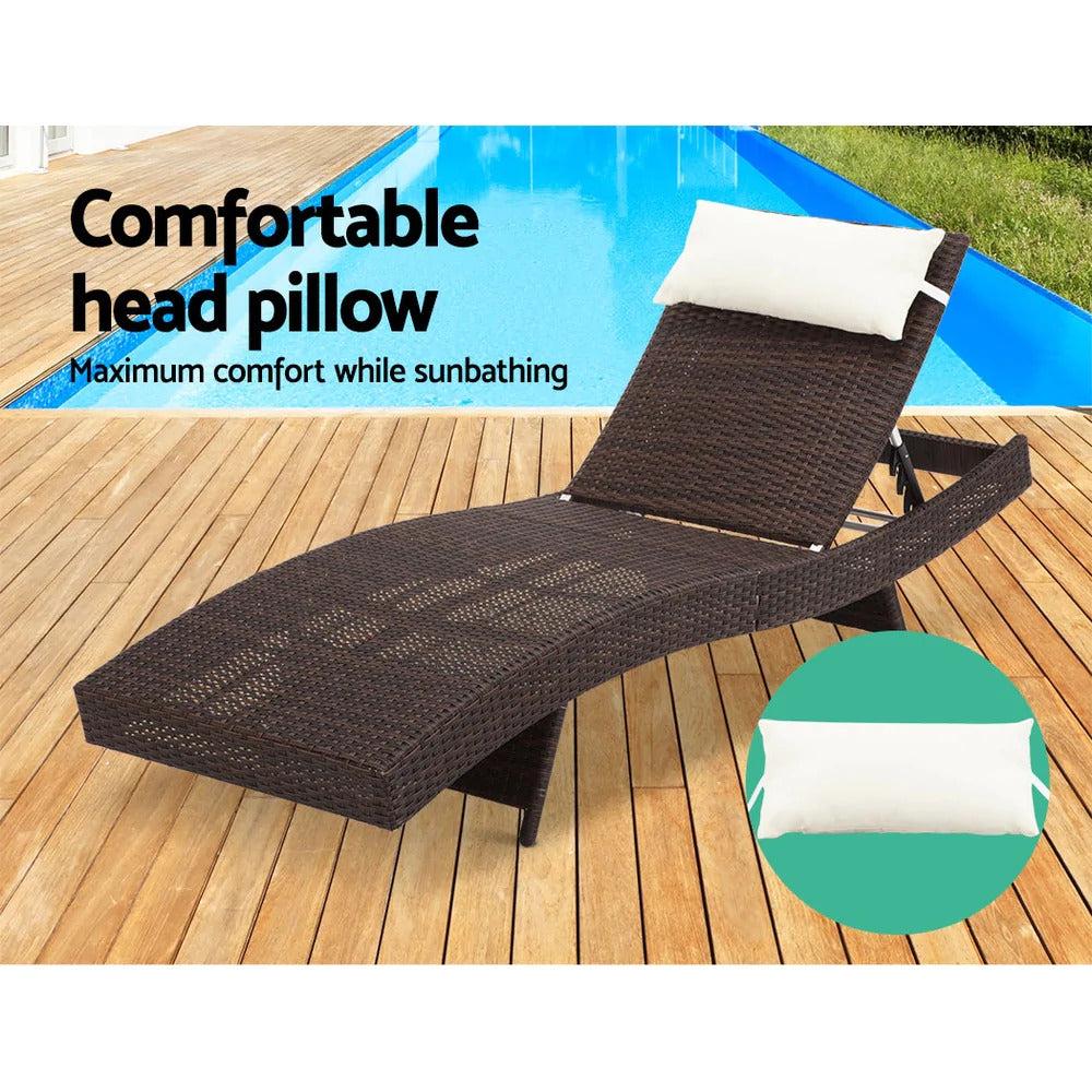 Dreobe Outdoor Wicker Sun Lounge - Brown