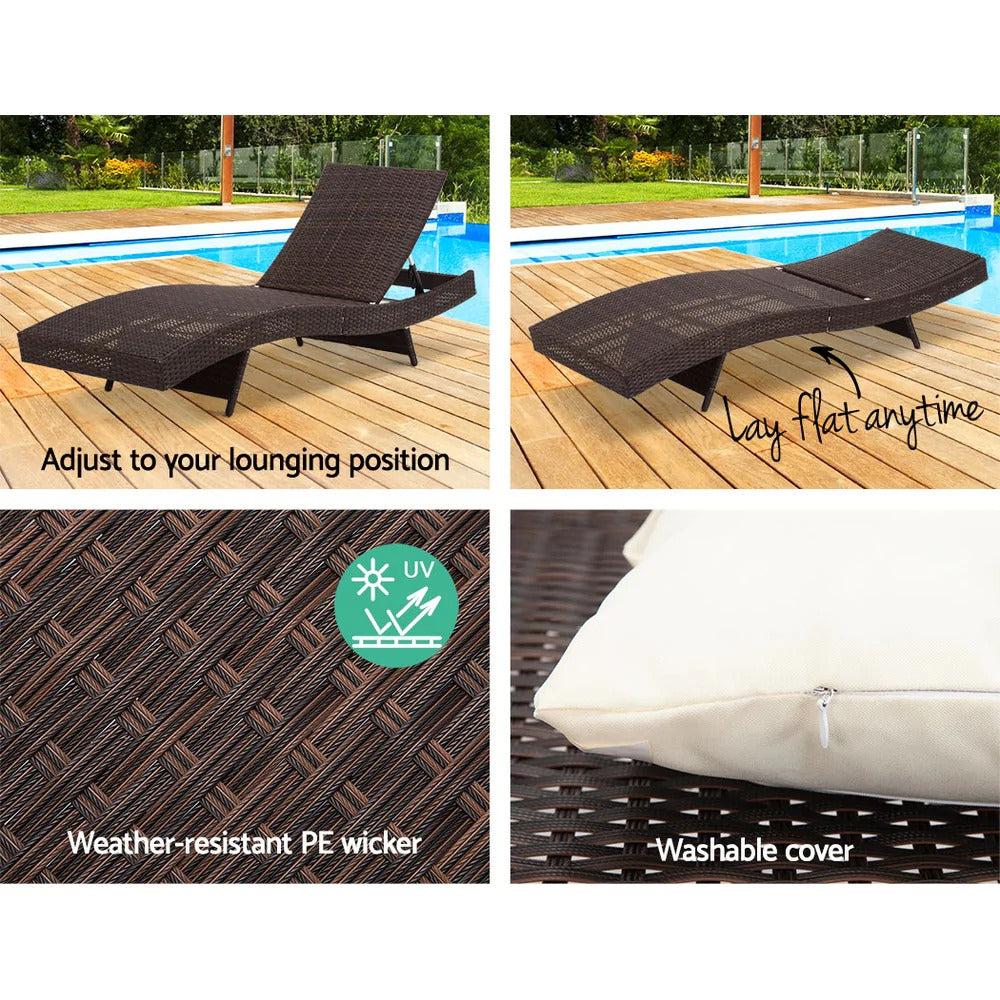 Dreobe Outdoor Wicker Sun Lounge - Brown