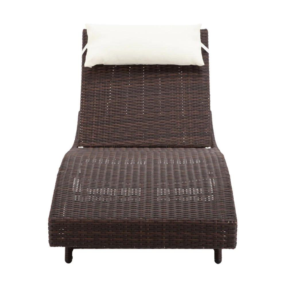 Dreobe Outdoor Wicker Sun Lounge - Brown