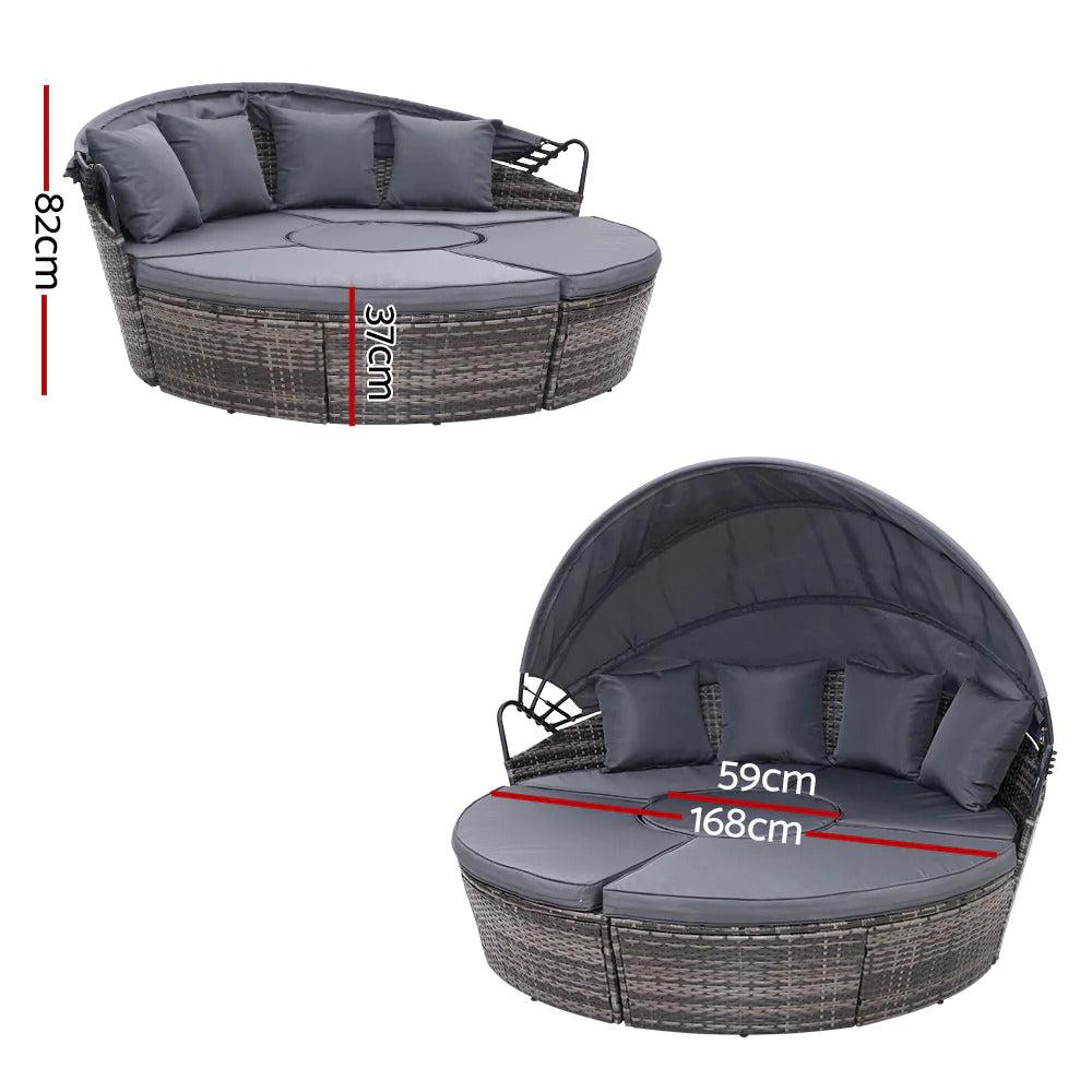 Dreobe Outdoor Day Bed Round Sofa - Grey