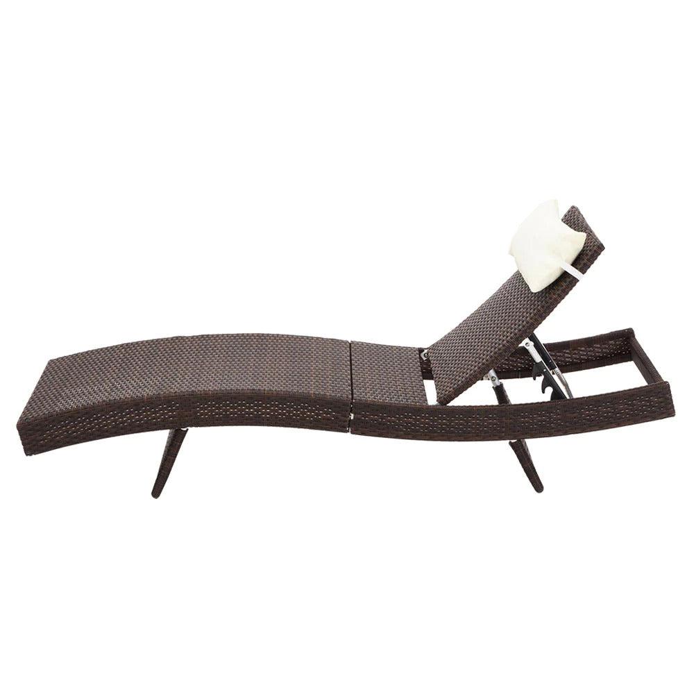 Dreobe Outdoor Wicker Sun Lounge - Brown