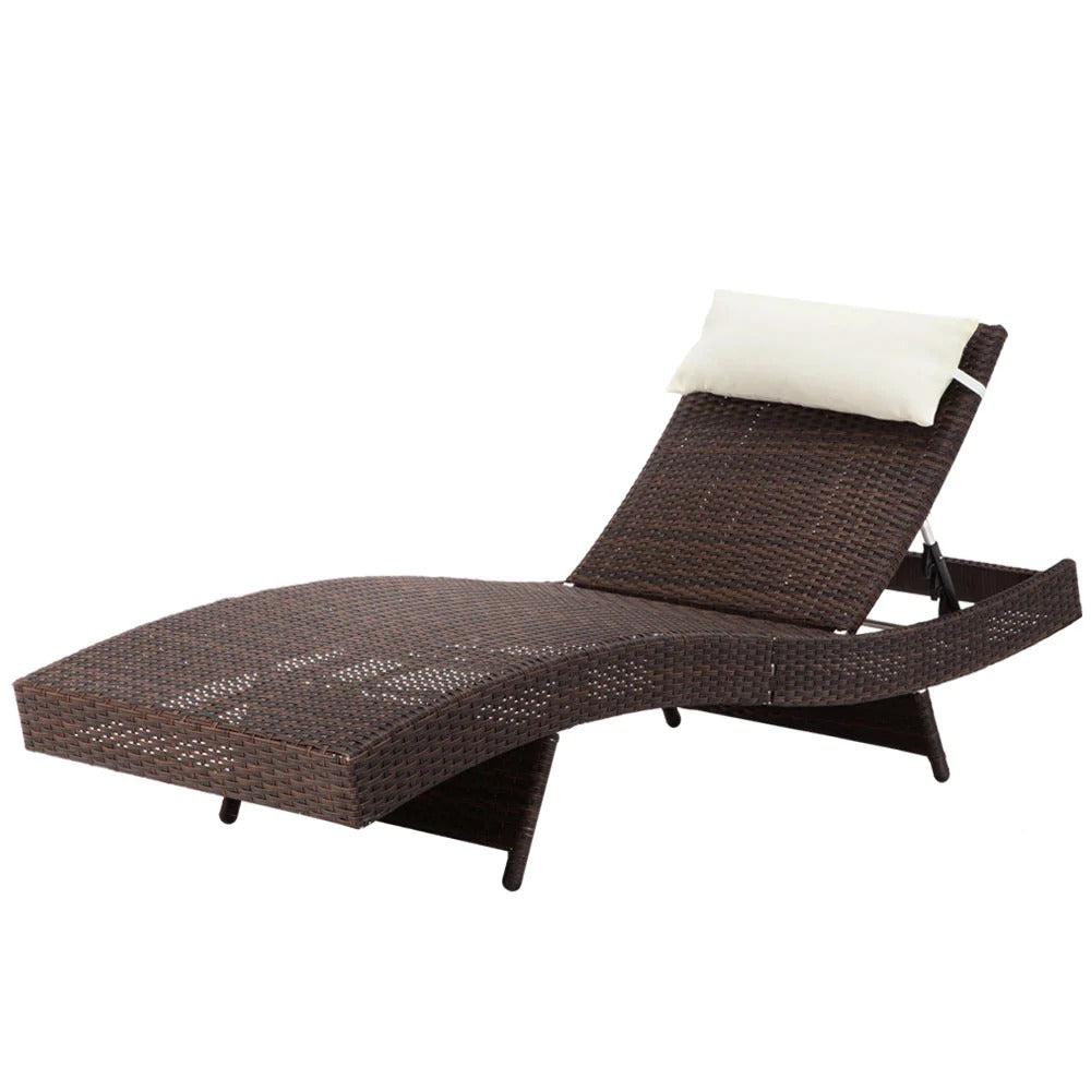 Dreobe Outdoor Wicker Sun Lounge - Brown